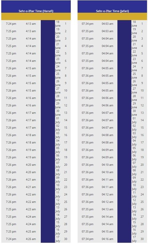 Ramadan 2015 karachi timetable